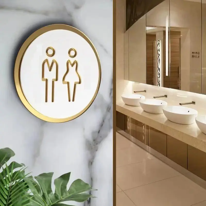 Acrylic Creative Modern Toilet Sign Bathroom Logo Washroom WC Door Plates Women Men Symbol for Public Office Hotel Restaurant