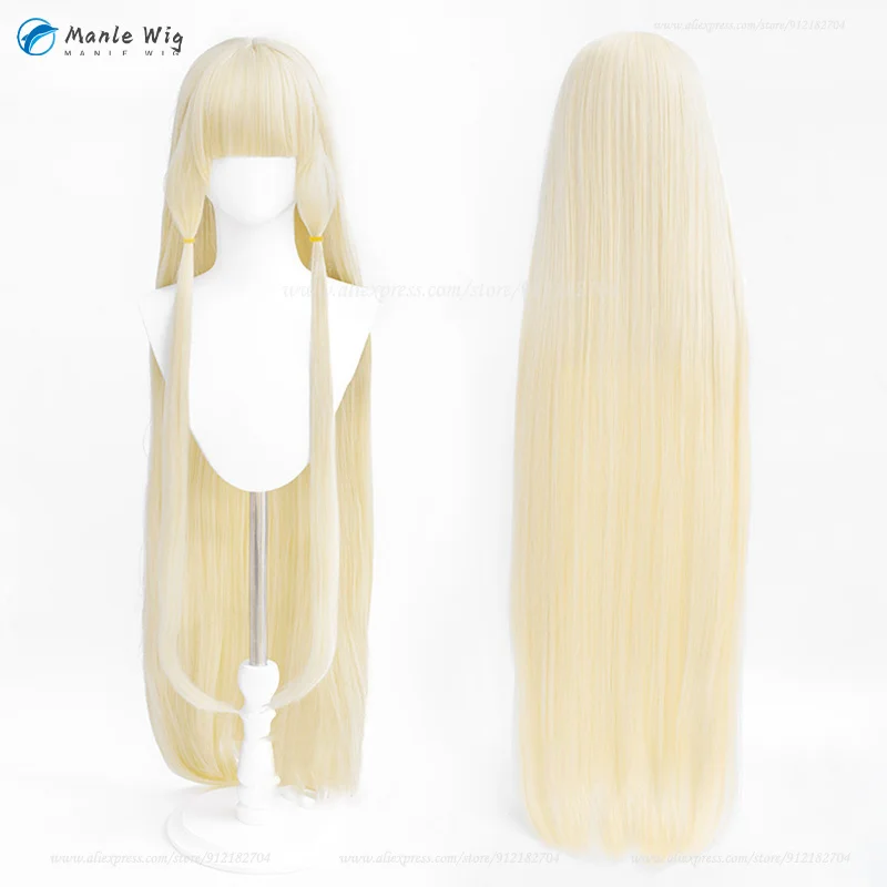 Peruca de Cosplay Anime Chi para Mulher, Longa, Leve, Dourada, Liso, Resistente ao calor, Cabelo Sintético, Encenação, Boné, 130cm