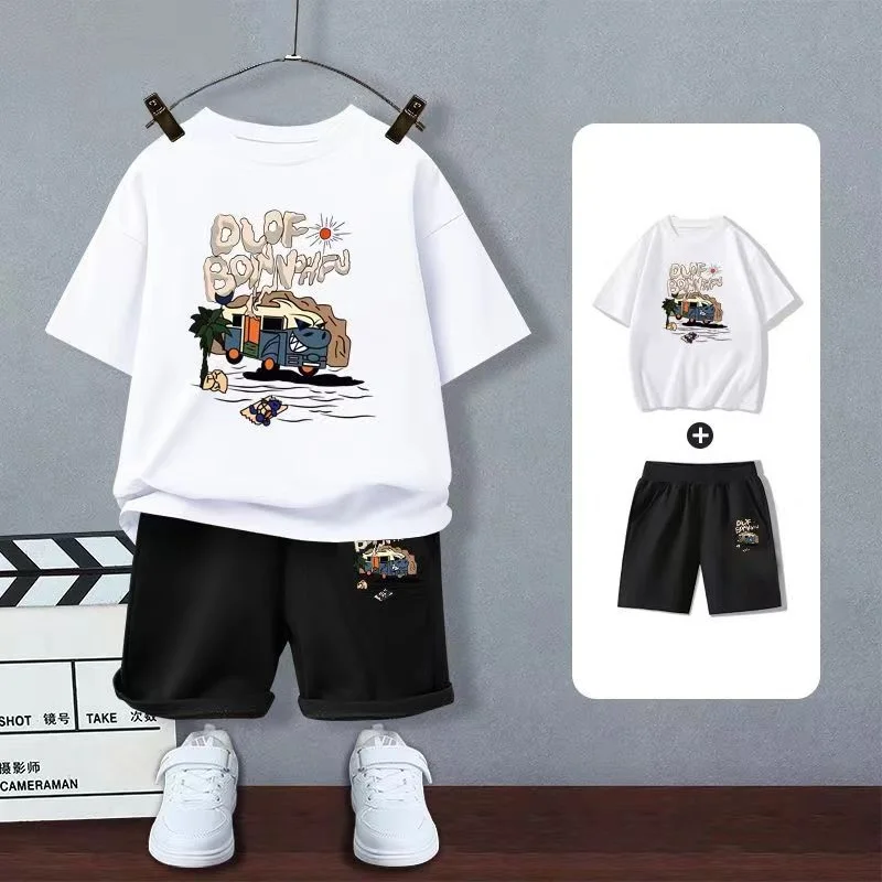 Summer Baby Girls Clothes Set Kid Boy Train Printed T-Shirts And Shorts 2pcs Suit Children Short Sleeve Top Bottom Tracksuits