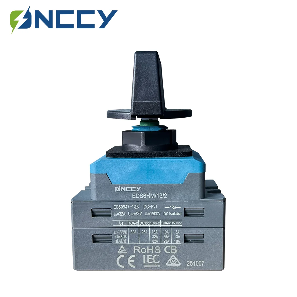 ONCCY 2P DC Isolator Switch ,600V 1000V 1600V DC Isolation Switch，Single Hole Mounting,  for Rooftop Solar Systems