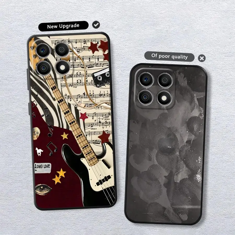 Innovative Art Music Black Soft Phone Cover Case for Honor 70 Magic5Lite X9a 200 400 Lite X8 X5b 90 X7 8X X6