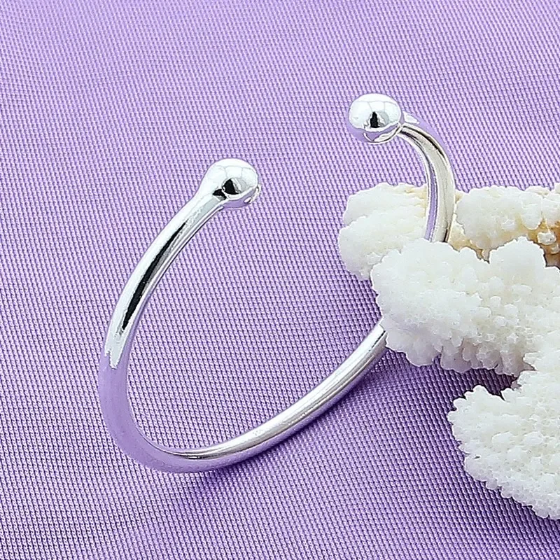 

Fashion Jewelry Simple Cuff Bracelet for Women Wedding Engagement Gift - 925 Sterling Silver Bangles