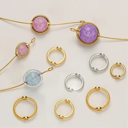 10pcs 18K Gold Plated Brass Double Hole Bead Round Frames Links Connectors for DIY 6mm 8mm 10mm Bracelet Beading Jewelry Making