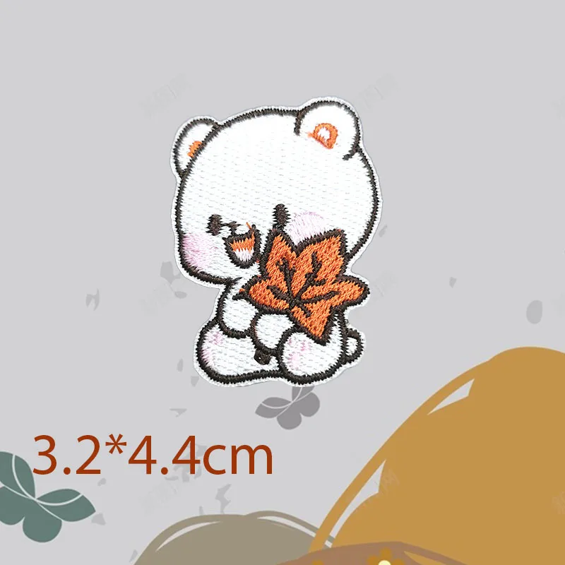 Cute Mushroom Bear  Patches For Clothing Kids Iron-on Transfers For Clothing Scratch Patch DIY Sewing Applique Toppe Vestiti