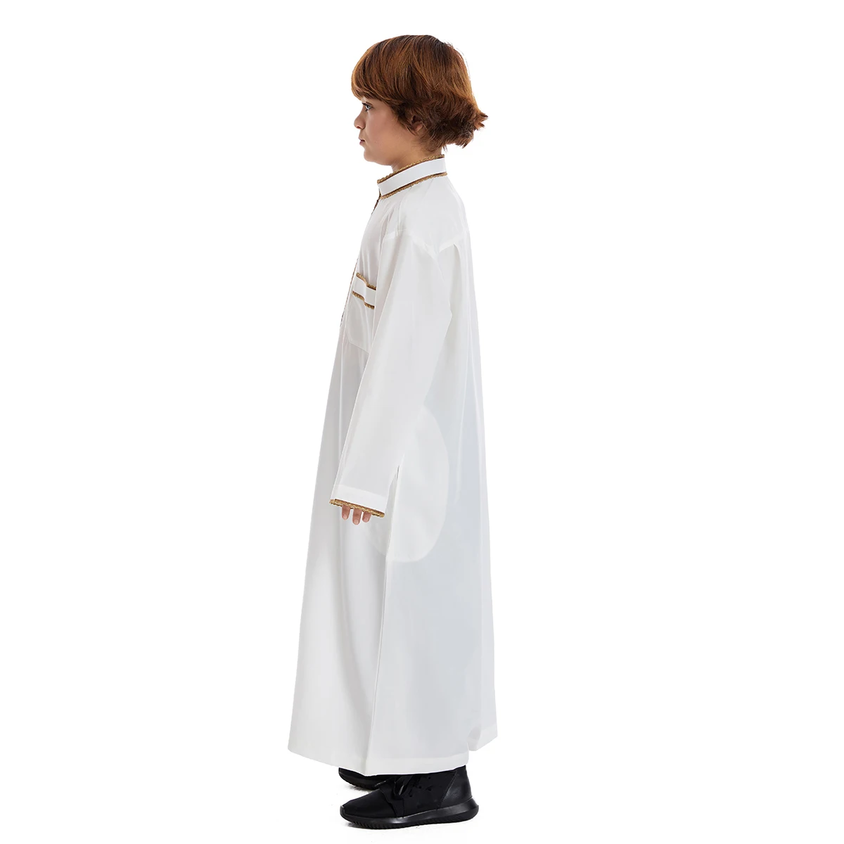 

Muslim Children Abaya Ramadan Jubba Prayer Thobe Boy Long Dress Kids Caftan Islamic Robe Stand Collar Gown for Kaftan Dubai Arab
