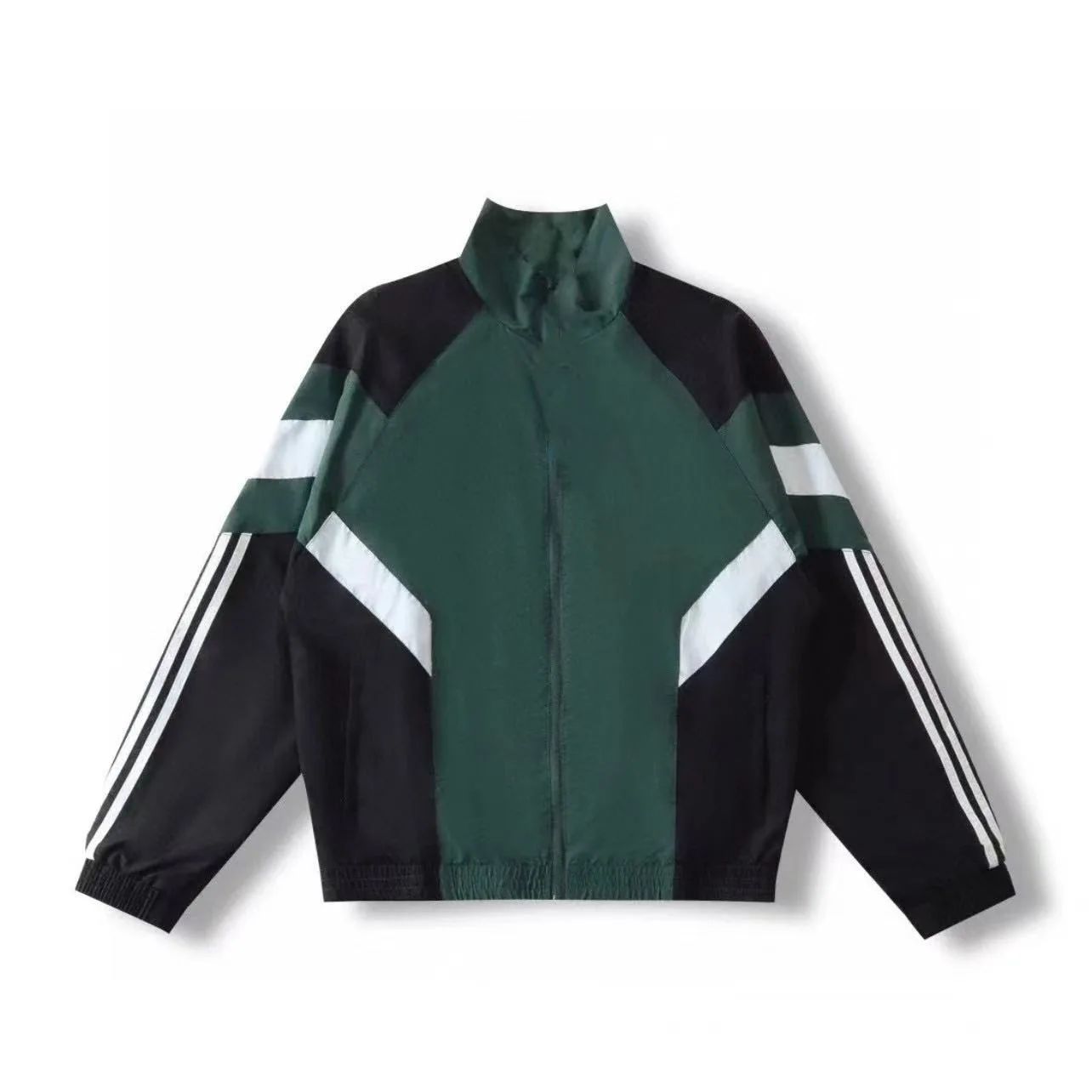 

Original Autumn Retro Color Blocked Embroidered Striped Stand Up Collar High Street Men's and Women's Jacket Coat