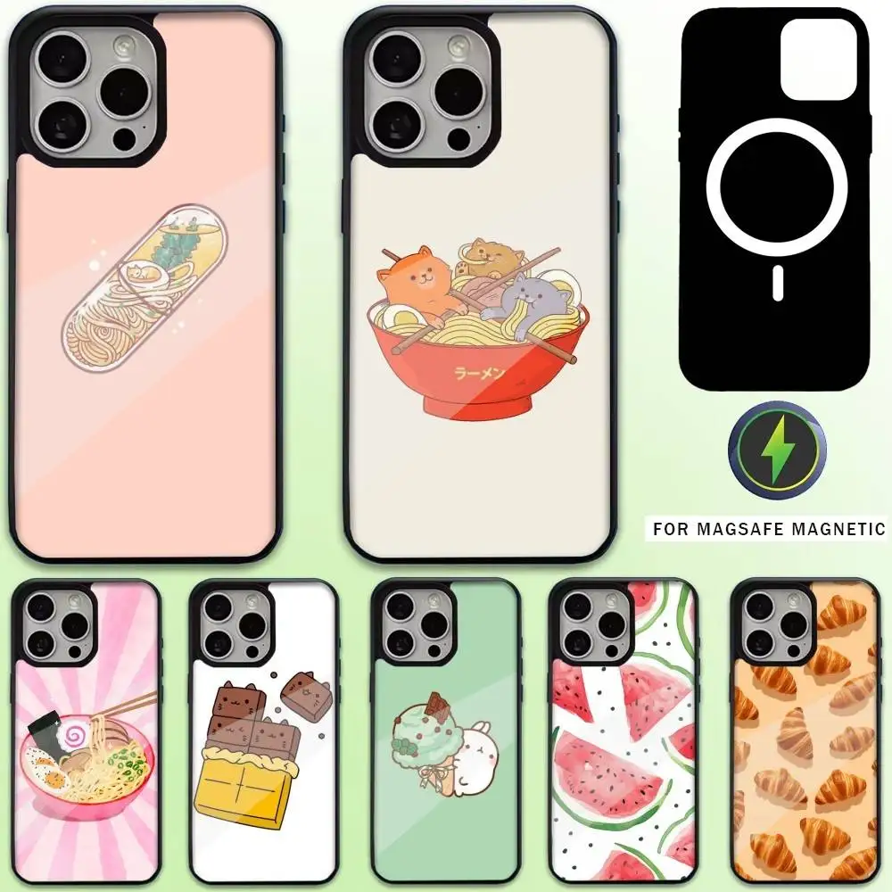 

Cute food illustrations Phone Case For iPhone17,16,15,14,13,12,11 Plus,Pro Max Magnetic For Magsafe Wireless Charging