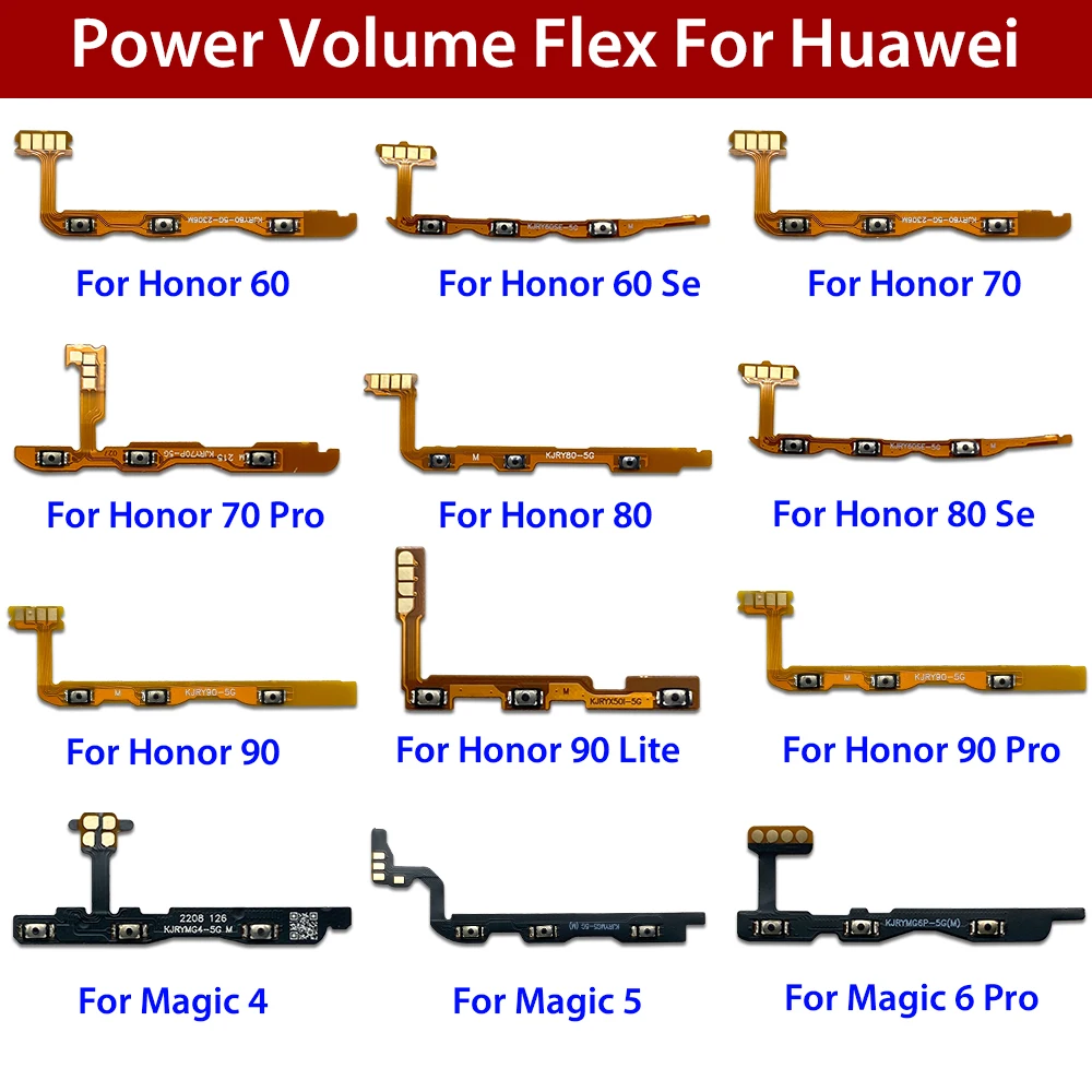 

NEW Power Switch On/Off Volume control Key Button Flex For Huawei Honor 50 60 SE 70 80 Pro 90 Lite X9A Magic 5 Lite 6 Pro X9B