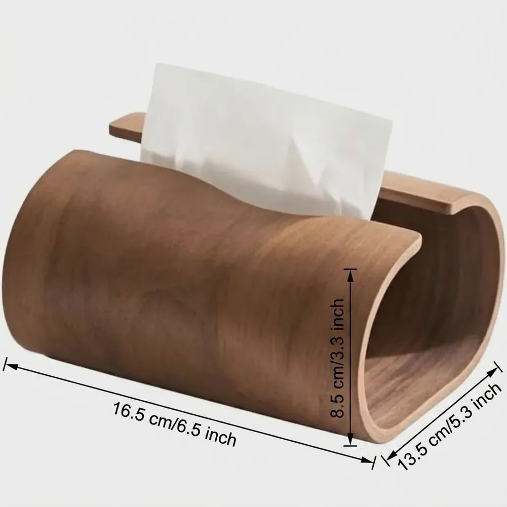 Natural Walnut Wood Paper Box Cover for Dispenser For Home Office Use 16.5 x 13.5 x 8.5 cm Compact Cube Design