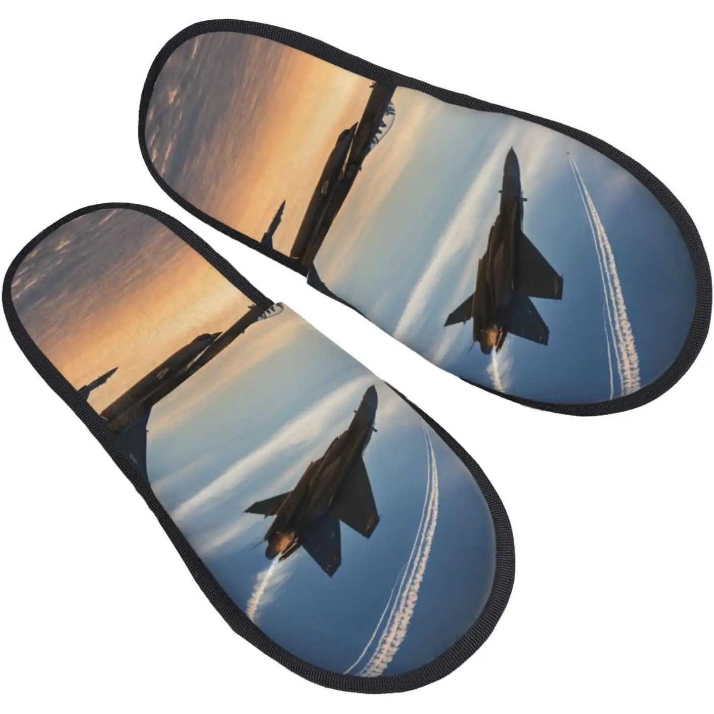 

Aircraft Fighter Jets printing Fall Winter Fuzzy Slippers Comfy House Shoes Portable for Hotel Travel Gifts for Women and Men