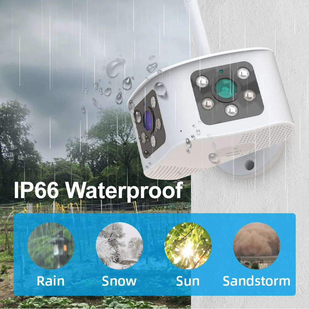 8MP 4K Dual Lens 180° Wide View Angle Panoramic Outdoor WIFI Camera Fixed AI Human Detection Night Vision CCTV Security IP Cam