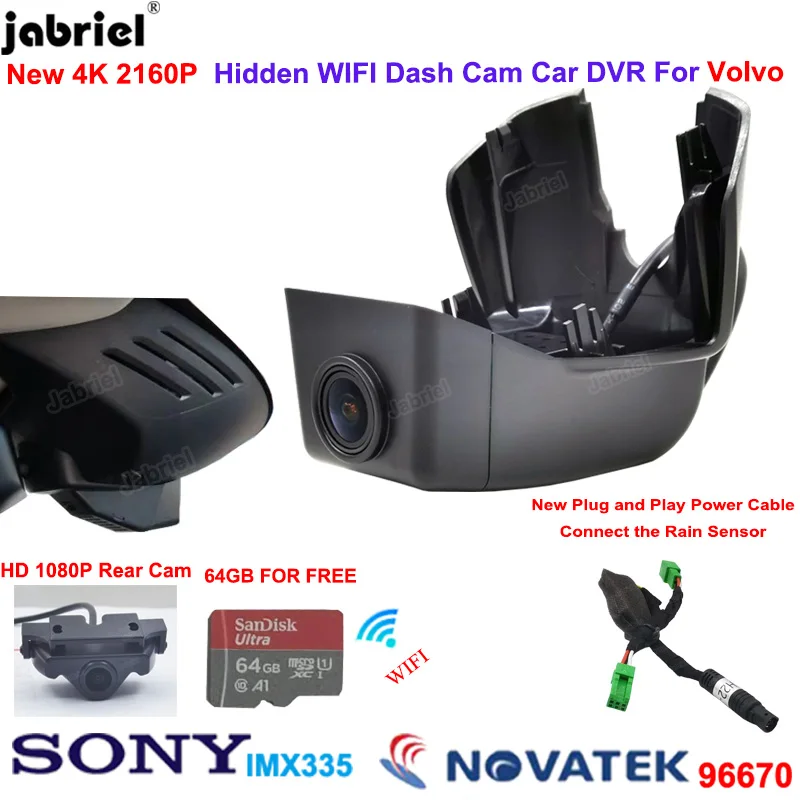 

UHD 2160P 4K Wifi Car DVR Dash Cam Front and Rear Camera for Volvo XC90 2014 2015 2016 2017 2018 2019 2020 2021 2022 Dashcam 2K