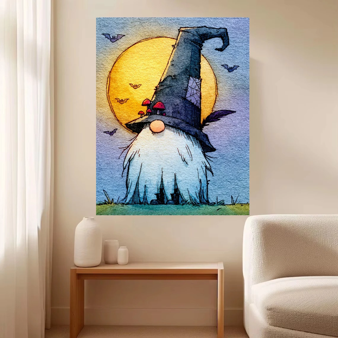 Halloween Gnome Wizard Hat Oil Painting By Numbers DIY Wall Decor for Living Room Bedroom Home Decor Gift No Frame