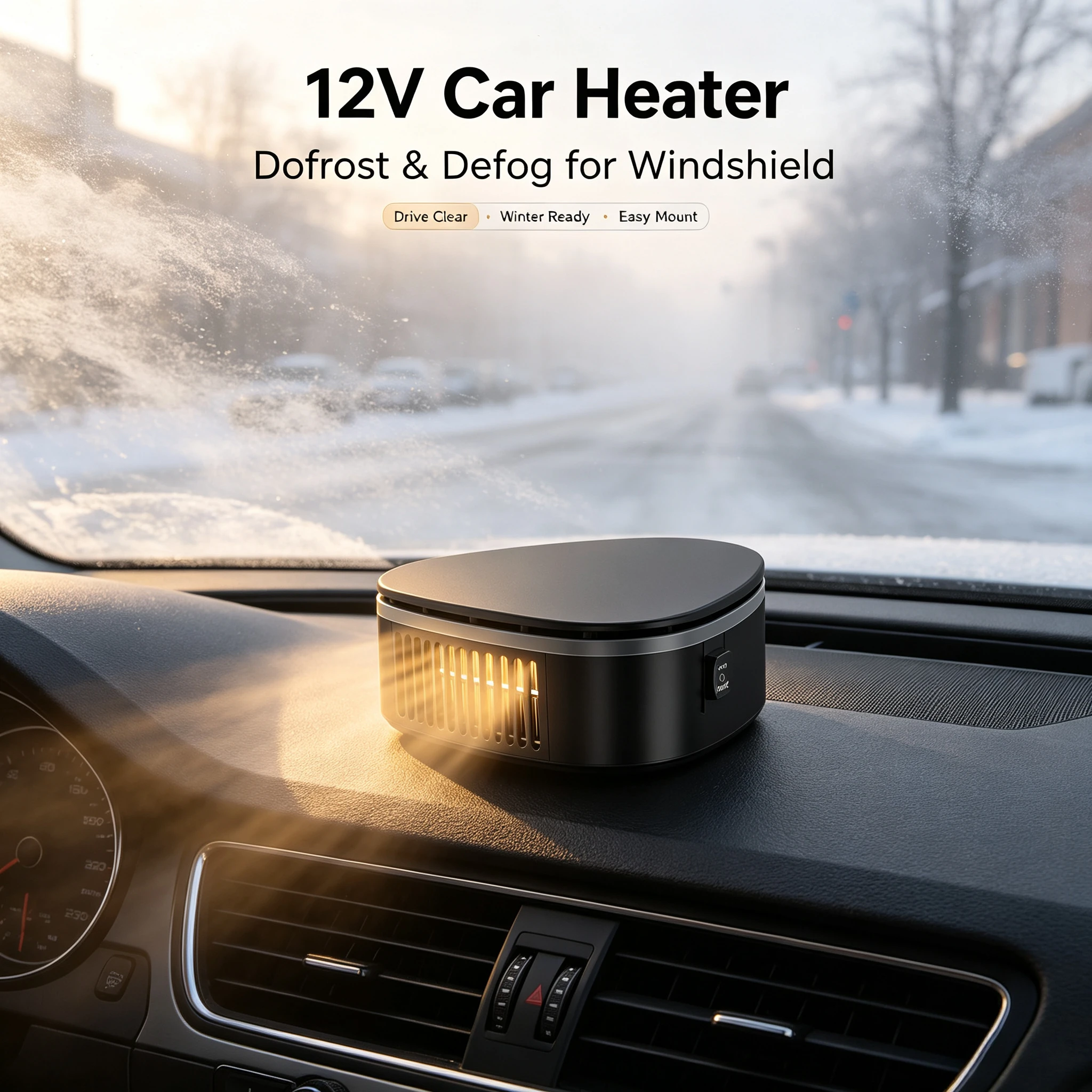 Winter Car Preheater 12V Electric Fast Heating Windshield Defroster Demister Anti-Fog Cooling Fan Universal Auto Interior Access
