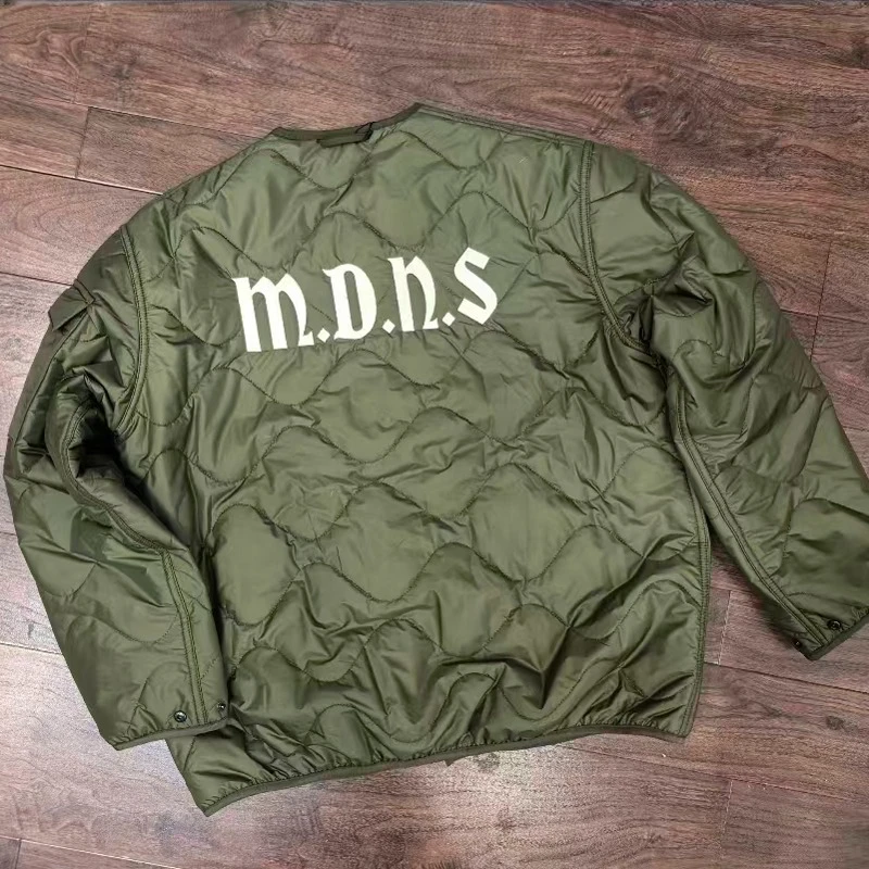 

High Street Men's MADNESS Jacket Casual Loose Collarless Inner Liner Letter Embroidery MDNS Cotton-padded Jackets