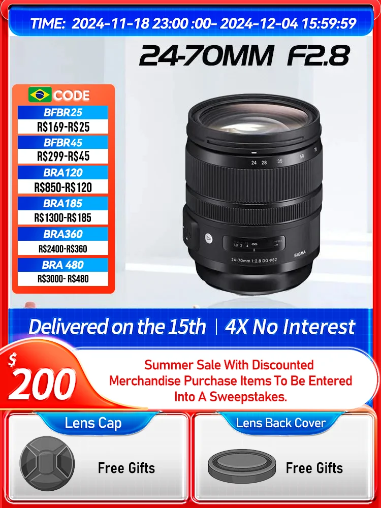 SIGMA 24-70mm F2.8 DG OS HSM Art Full Frame Standard Zoom Digital SLR Camera Lens for Canon 6DII Nikon D780 Sony 24 70 2.8（Used）