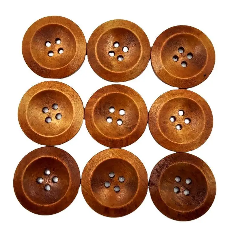 25 mm vieräugige Holzknöpfe mit breiten Kanten, Knöpfe zum Handnähen von Accessoires, Hemden, Schuhen, Trenchcoats und dekorativen Knöpfen