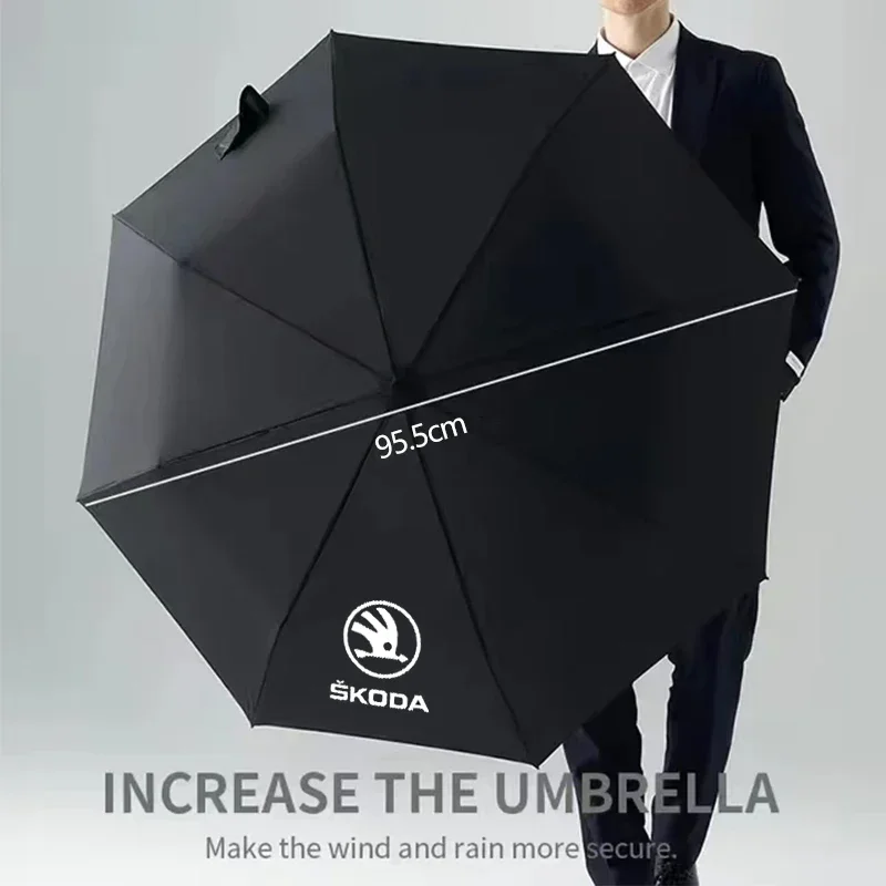 Car Emblem Fully Automatic Folding Umbrella Sunscreen Parasol For Skoda Octavia Mk3 Fabia Yeti Kamiq Kodiaq Karoq Rapid Superb - view 6
