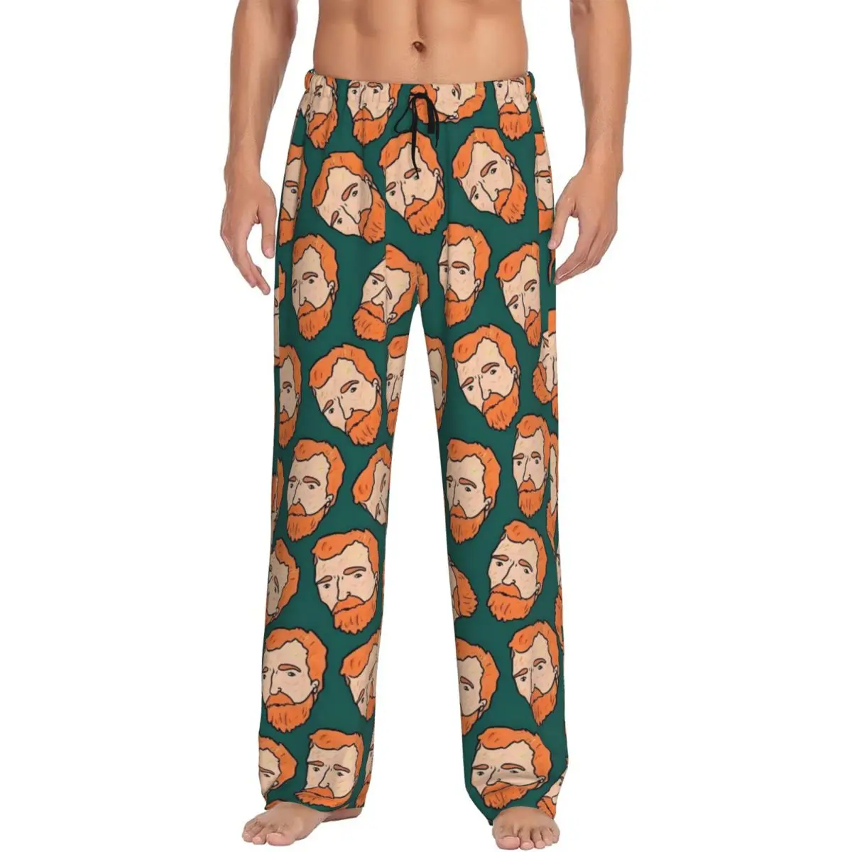 Custom Vincent Van Gogh Pajama Pants Men's Impressionist Painter Sleepwear Lounge Sleep Bottoms Stretch with Pockets