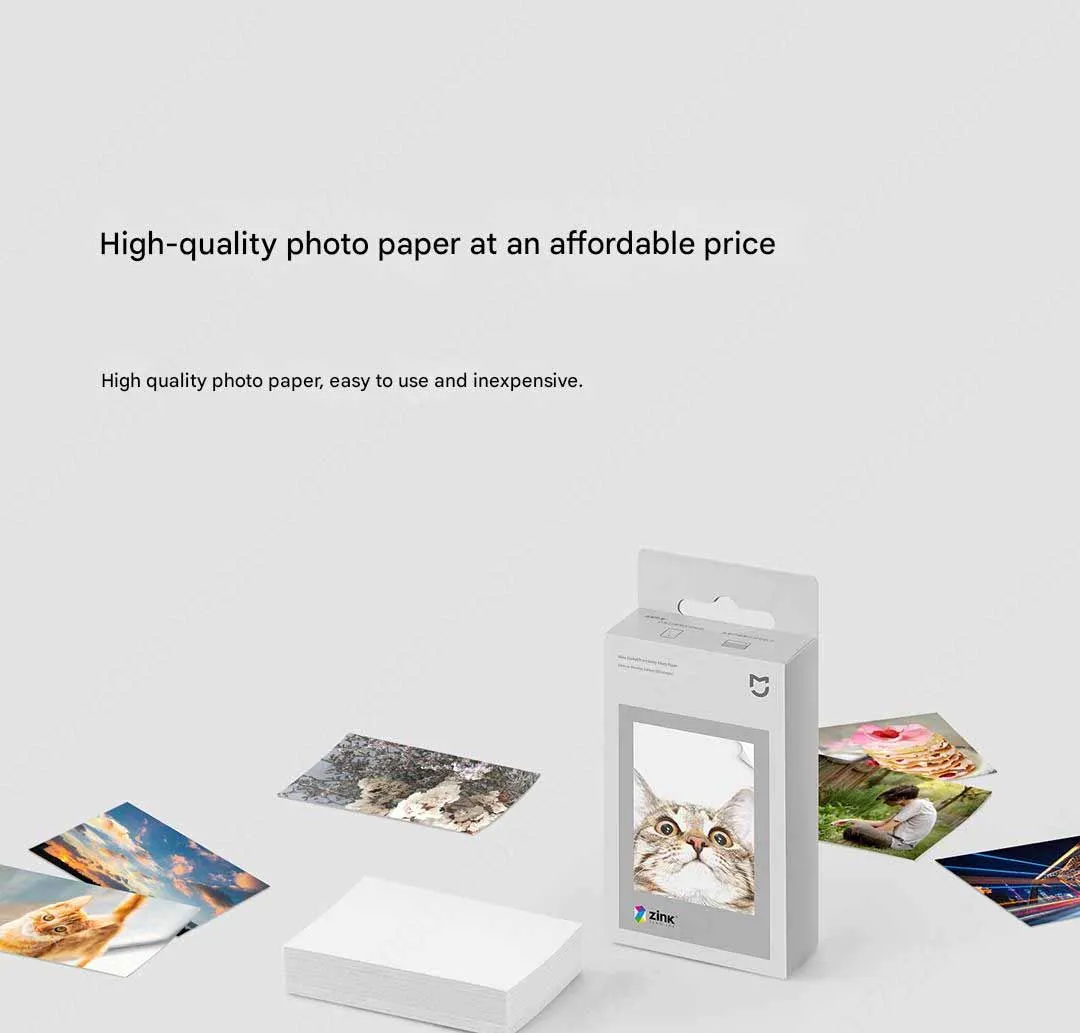 Lembar Cetak Foto Berperekat Kertas Saku ZINK 3 Inci Xiaomi Asli untuk Printer Foto Saku Mini Xiaomi/Printer Saku 1S