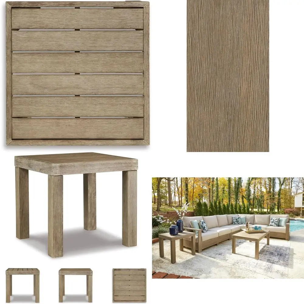 

Элегантный квадратный приставной столик для патио, с решетчатым дизайном, многоуровневой отделкой, из эвкалиптового дерева, высота 20,5 дюймов, коричневый