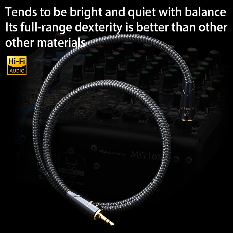 

HiFi 3.5 to 6.5 Audio Cable Square OCC Double Layer Noise Reduction for Mobile Phone Amplifier 3.5mm Jack to 6.5mm Jack Cable