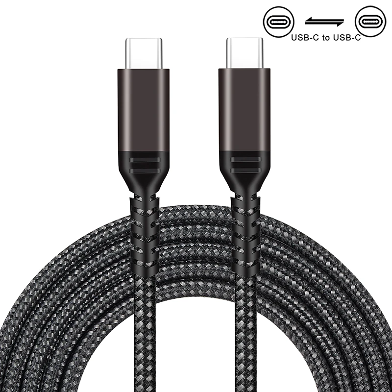 100W Dual-Head Type-C PD Fast Charging Cable 5A USB C Nylon Braided Data Cable with E-Marker Chip for Optimal Performance