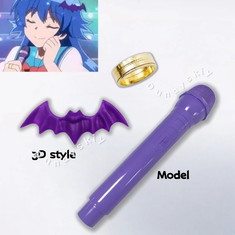 Willkommen in der Dämonenschule Iruma-kun Suzuki Iruma Akudol Fledermaus-Haarspange Ring-Mikrofon-Modell Ring Cosplay Comic Con Requisiten Fanmade