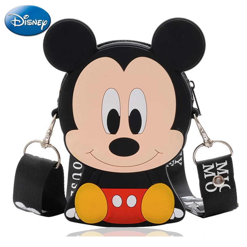 Disney Mickey Mouse Shoulder Bag Baby Girls Messenger Bags for Children's Cute Kindergarten Bag Boy Silicone Coin Purse Kids Bag