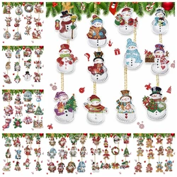 12pcs/set DIY Diamond Painting Christmas Keychains Acrylic Material Double Sided Special Shape Diamond Art Christmas Decoration