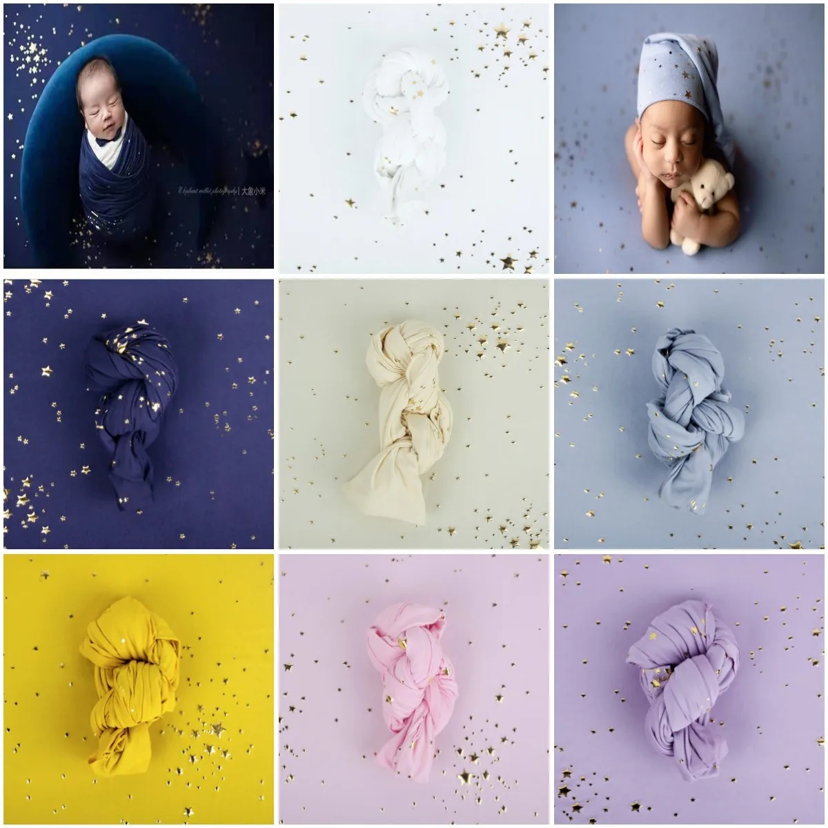 Newborn Starry Sky Stars Stretch Wraps Backdrop Blanket Wrap Prop Baby Photography Mat Studio Posing Cloth Photoshoot Carpet