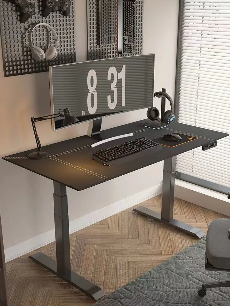 High quality electric lifting table saddle leather desktop home computer learning