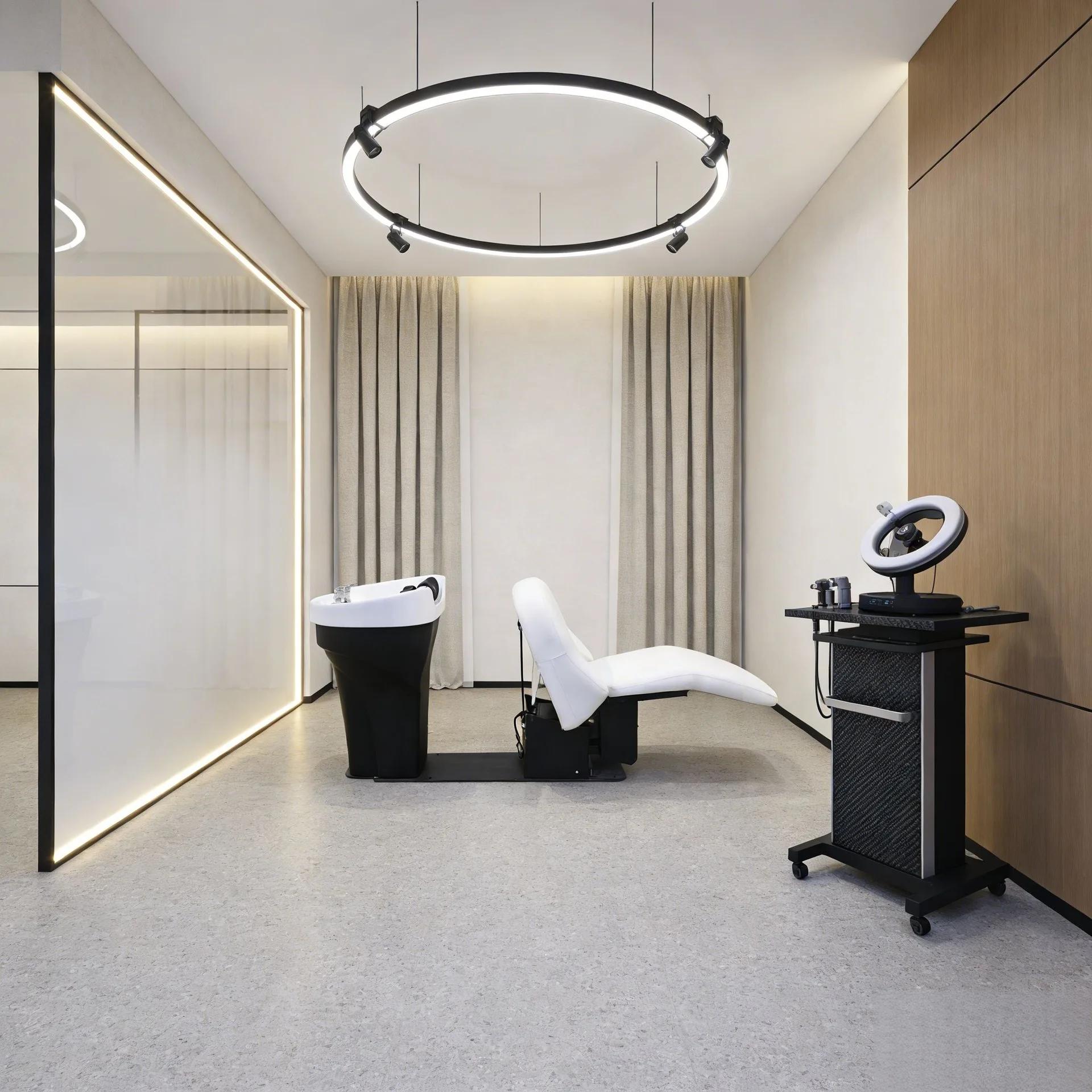 High end automatic lifting hair washing bed, hair salon specific ceramic deep basin hair salon flushing bed