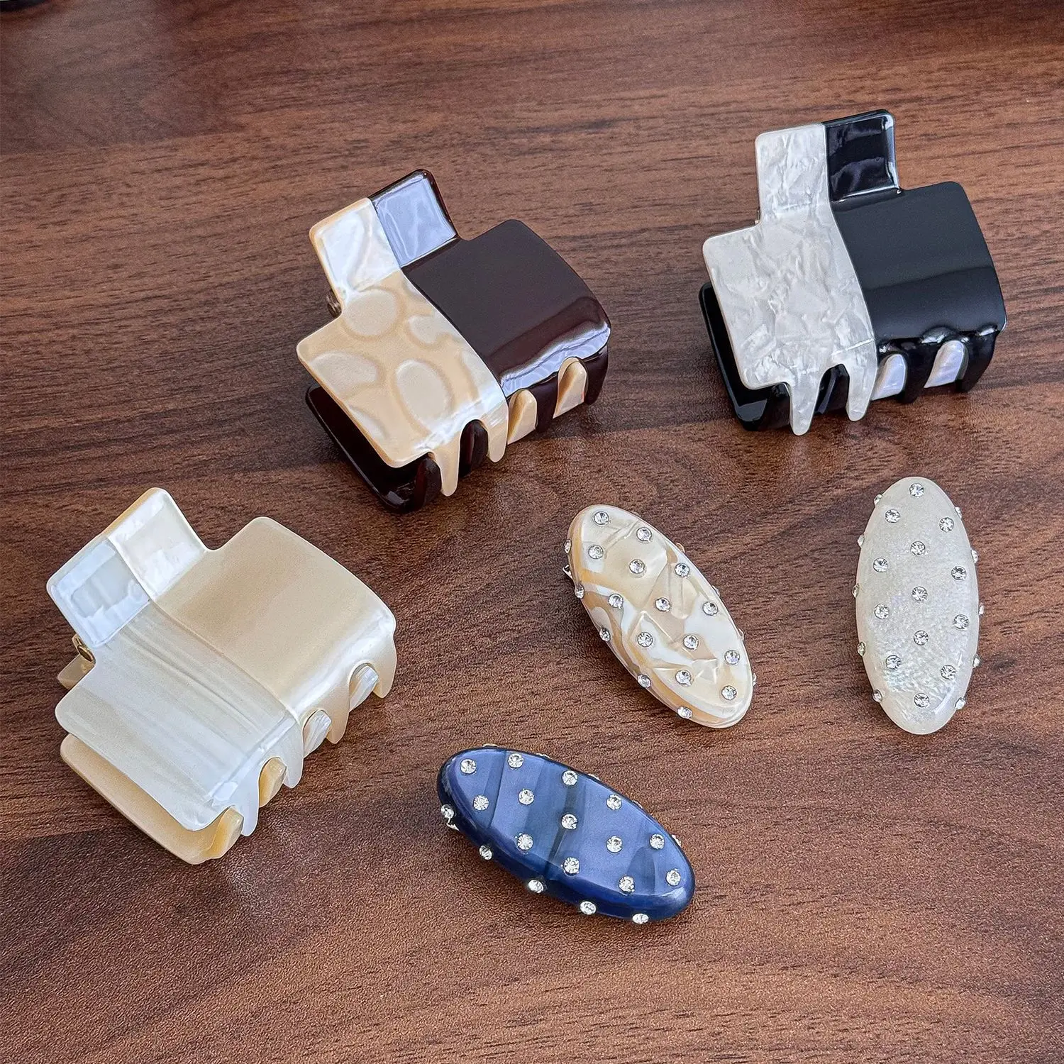 

NEW 4.2CM Striped Marble Pattern Acetate Hair Claw Autumn Winter Claw Clips Trendy Hair Clips for Women Girls Hair Accessories