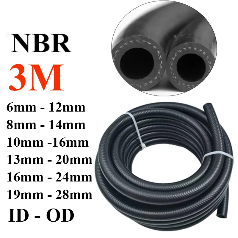 3 Meter High Temperature Resistant Gasoline Hose NBR Rubber Fuel Tube Motorcycle High Pressure Diesel Pipe Water Cooling Pipe