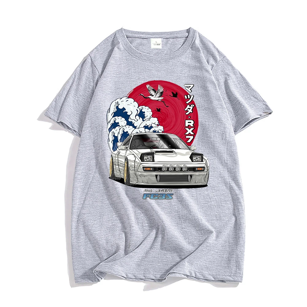 2023 Initial D Anime Graphic T Shirt Men Streetwear JDM Mazda RX-7 Turbo Crew Neck T Shirt Top Y2k Oversized Loose Top