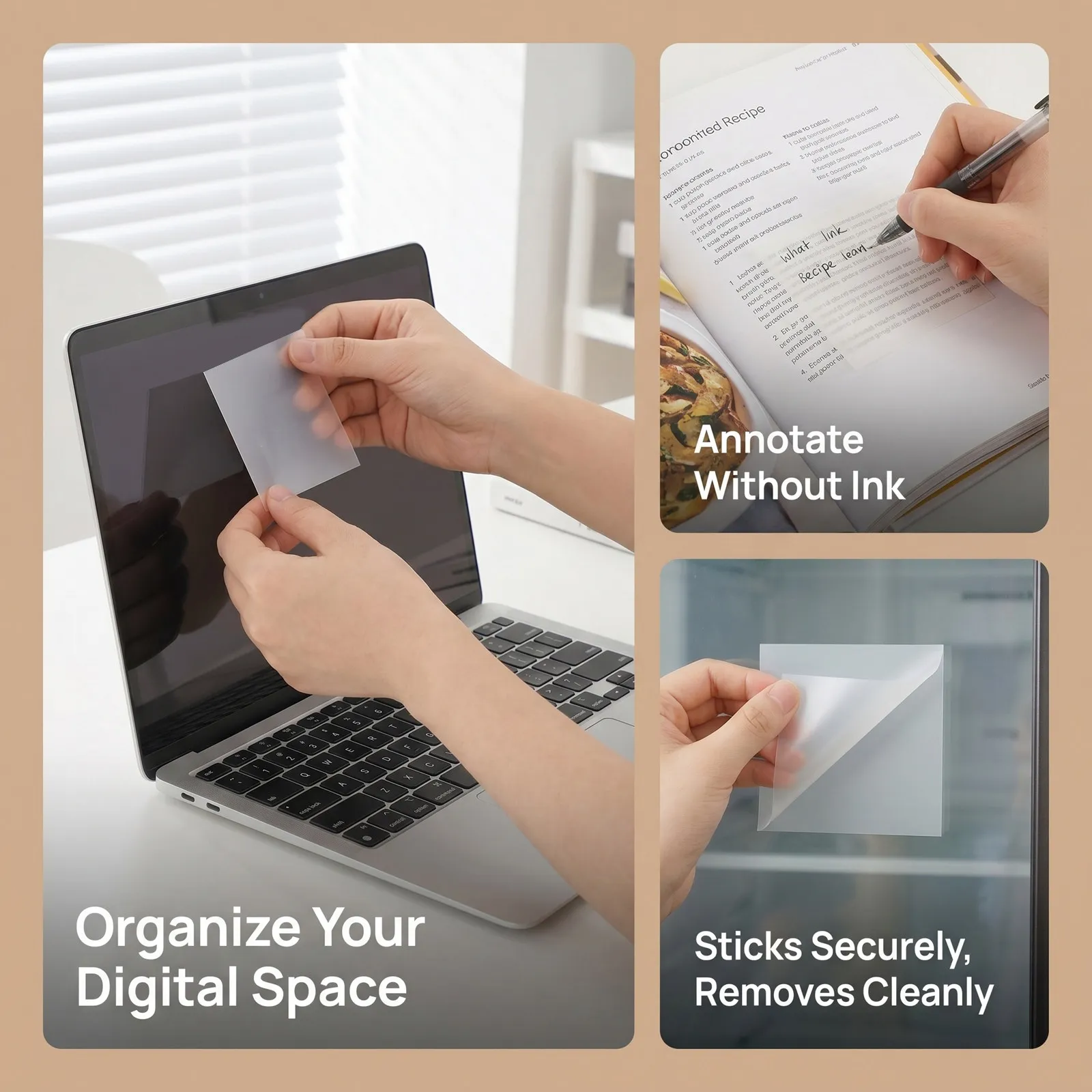 20Pcs Transparent Adhesive Note Pads Waterproof Self Stick Clear Memo Pads for Study Office School Supplies Planner Page Markers