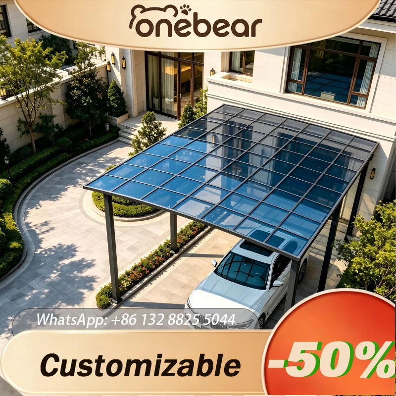 Custom Double‑Layer Aluminum Carport Polycarbonate Roof Prefabricated Weather‑Resistant Canopy For Villa Patio Household Use