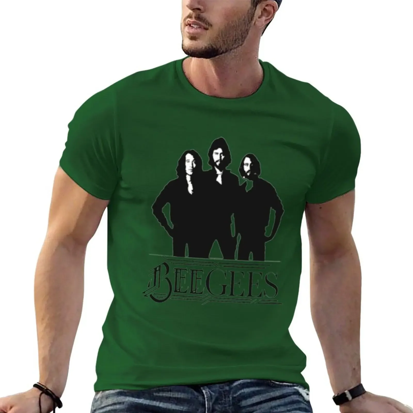 Art Bee Gees Best of American Rock Band Gift Men T-shirt korean fashion  customizeds  Outfits streetwear Short Sleeve  Cotton