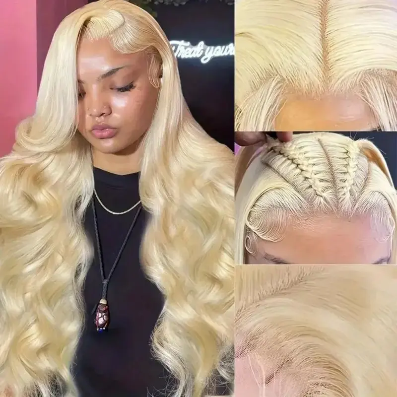 13x4 HD Lace Wig 36 Inches 150 Density 613 Blonde Body Wave Water Wave Preplucked Baby Hair For Women Human Hair Wig