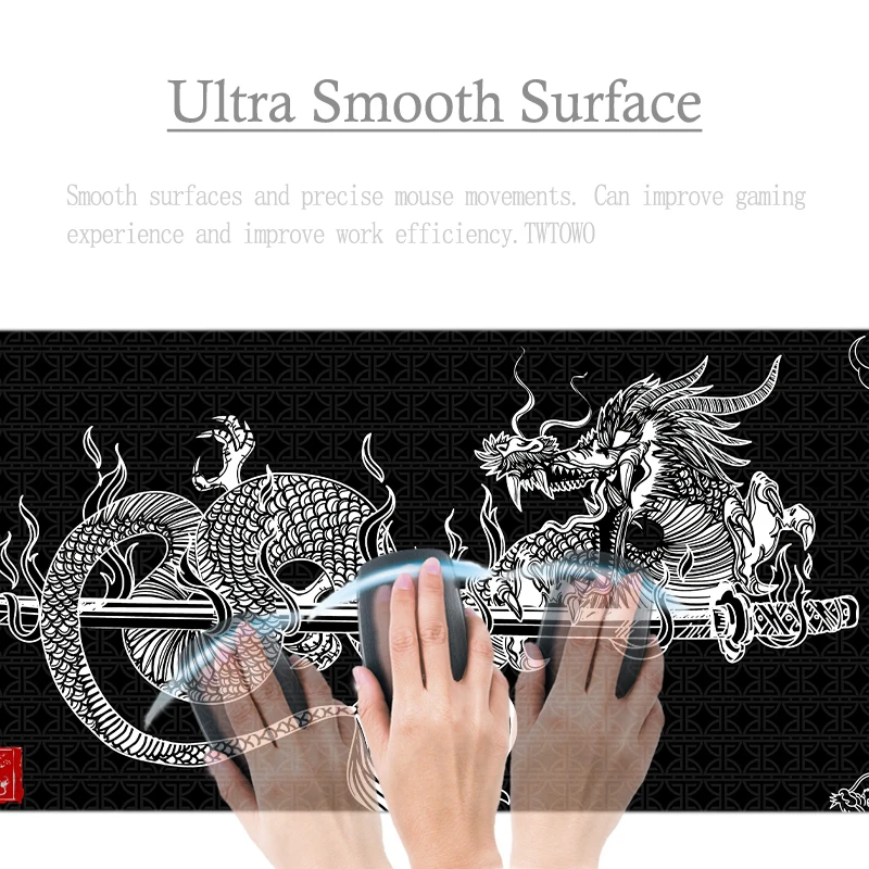 Mouse Pad Gamer Black And White Dragon XL HD Large Custom Home Mousepad XXL Playmat Non-Slip Carpet Soft PC Desktop Mouse Pad