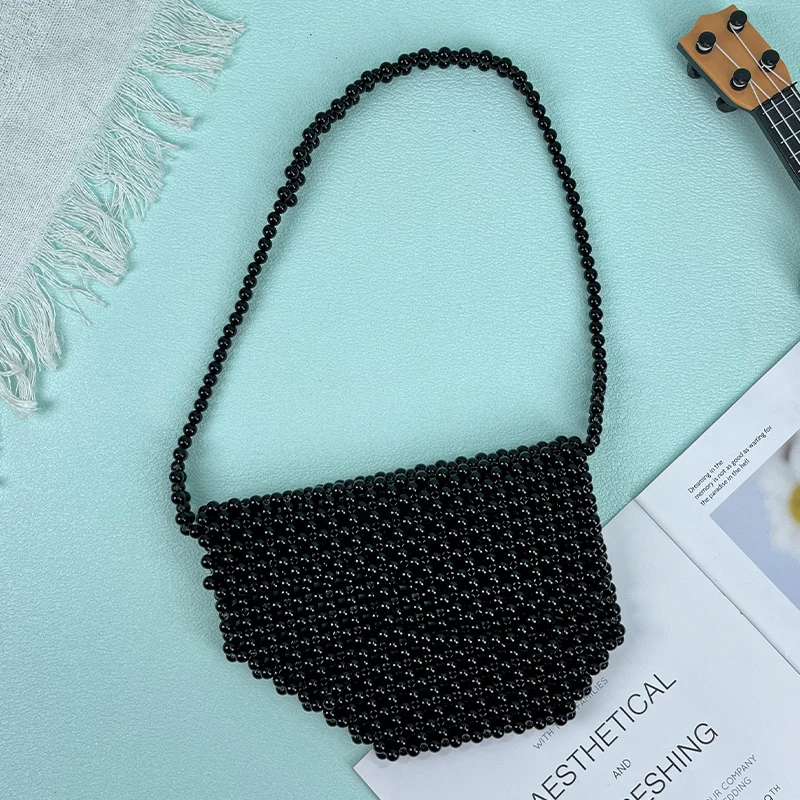 Customized Design Light Luxury Trendy Handmade Beaded Bag with Advanced Sense Retro Shining Braided Chain Women's Crossbody Bag