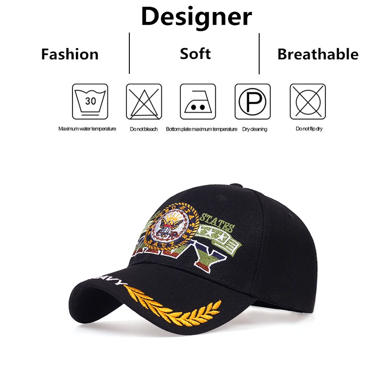 Unisex NAVY Eagle Embroidery Snapback Baseball Caps Spring and Autumn Outdoor Adjustable Casual Hats Sunscreen Hat