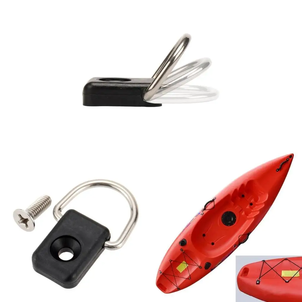 Q39E 10Pcs Kayak Rigging D Buckle Tie Down Loop Kayak Rigging D Rings for Canoes Boat