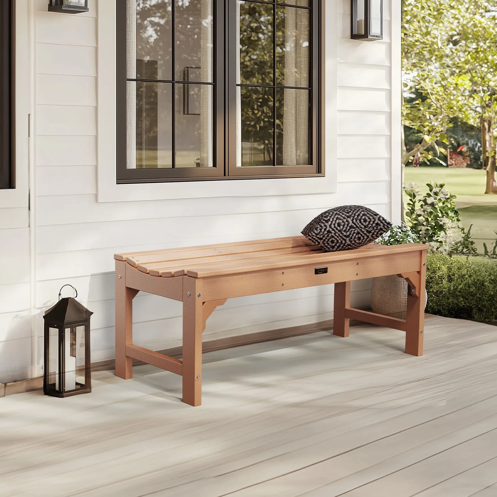 

Garden Bench All-Weather HDPE 2-Person Outdoor Bench for Front Porch Backyard