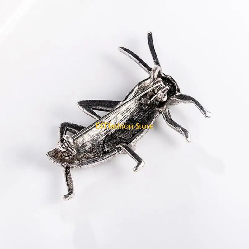 Y5GC Exquisite Metallic Grasshopper Lapel Pin Badge Enhanced By Sparkling Rhinestones