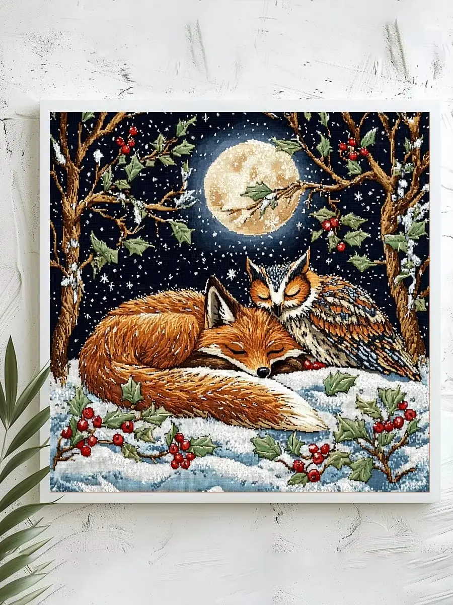 1 Stück 40x40 cm/15,74 Zoll, 11CT/14CT Kreuzstich-Set, DIY Valentinstagsgeschenk, Stickerei-Set für Festivals, Tiere – Detail 1