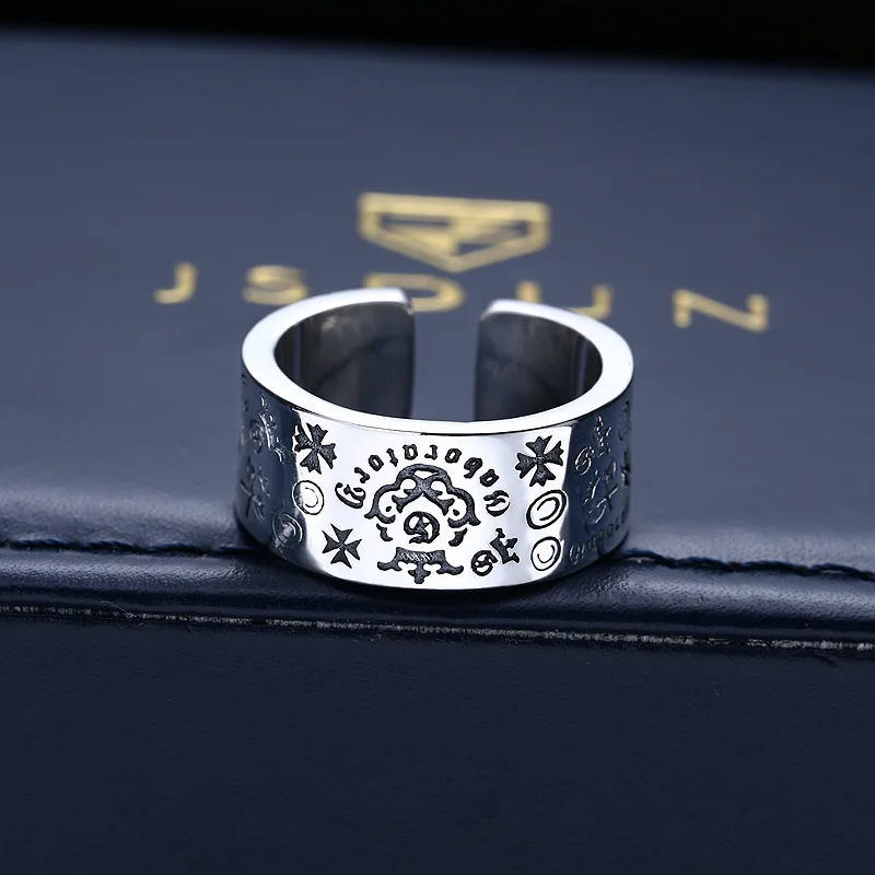 Wholesale s925 sterling silver ring Cross men's index finger ring Crown English letters Korean style personalized shop