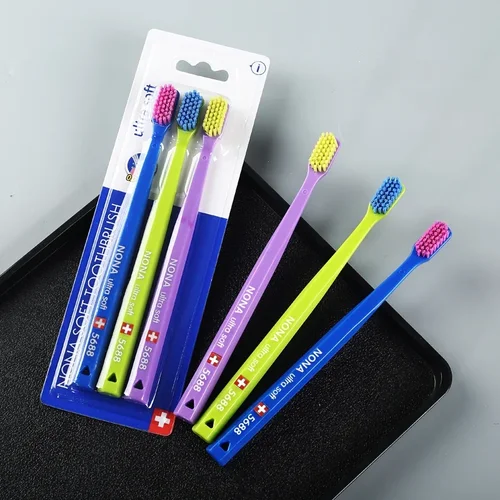 Imagen 2 del producto 3 uds Nona cepillo de dientes de microfibra ultrasuave 5460 cepillo de dientes Manual de alta densidad limpieza suave y cuidado de las encías conjunto para el hogar estilo suizo