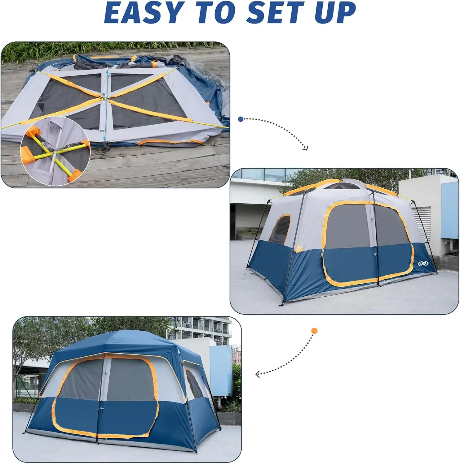 Camping Tent 8 Person, Waterproof Windproof Tent with Rainfly Easy Set up-Portable Dome Tents for Camping